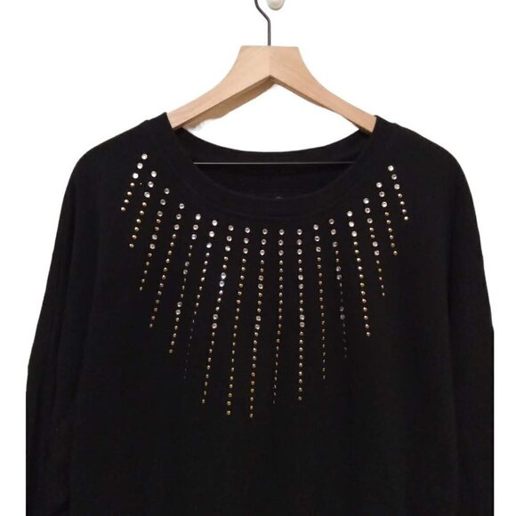 Seven7 Luxe Rolled Drop Sleeve Rhinestone Sweatshirt Sz 18/20 - Picture 2 of 8